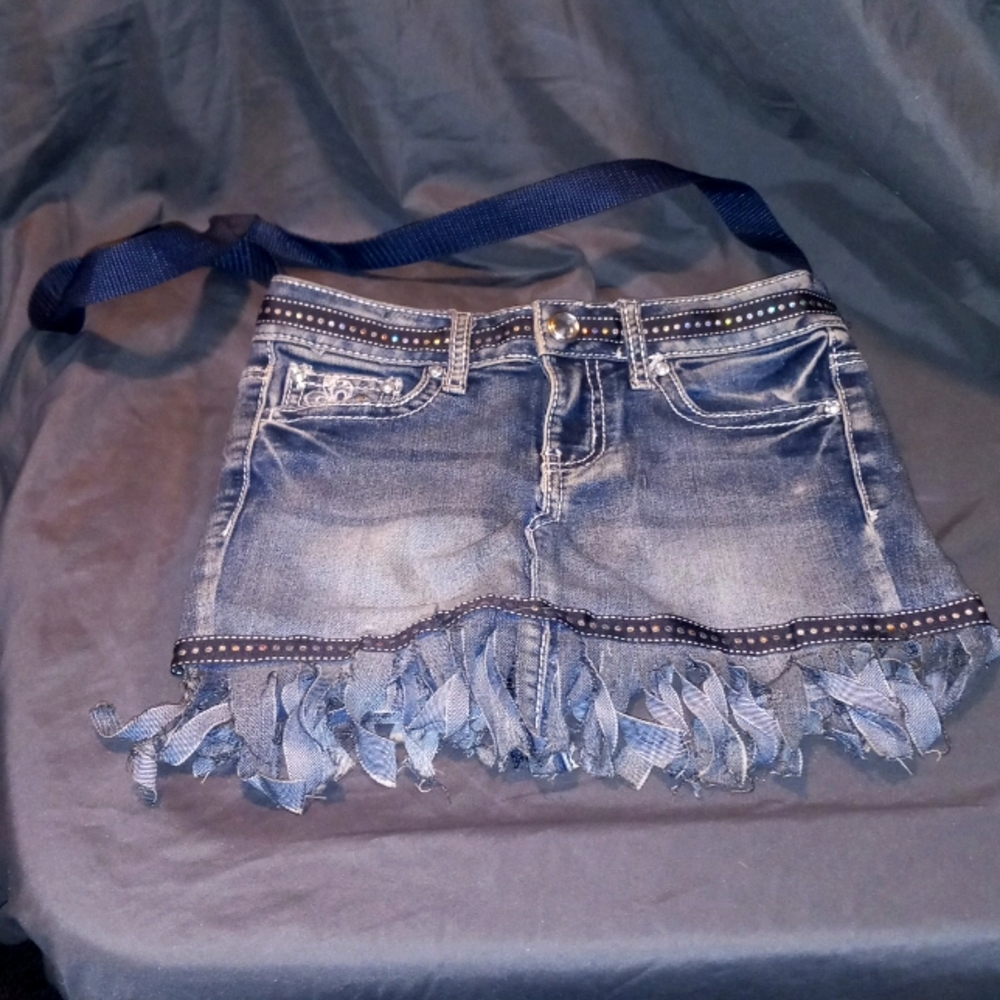 Upcycled Denim Jean Bag Purse Tote Sparkly